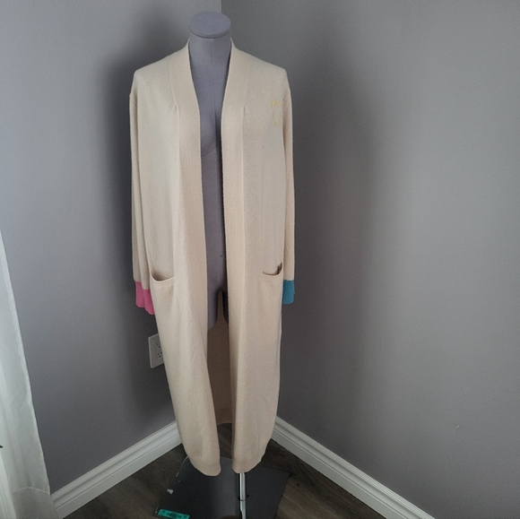 Kerri Rosenthal Poppy Smiley Duster 100% Cashmere Natural Cream S - Picture 3 of 15